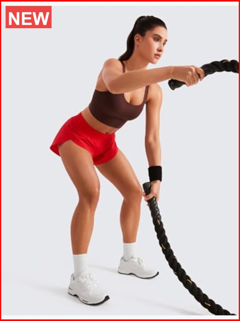 Polyester Blend Mid Waisted Split Running Shorts with Mesh Liner - Picture 3 of 4